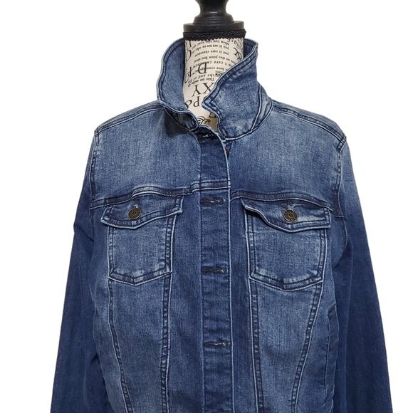 Celebrity Pink Denim Cropped Faded Wash Jean Jacket Comfort Stretch Size Large - Picture 6 of 10